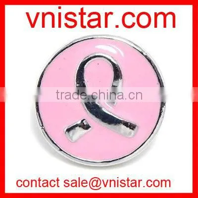 vnistar pink crystal ribbon snap button charm NC628-4, fit button ring and button bracelet