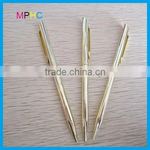 Popular promotional slim thin cross hotel used metal ball pen with Epoxy logo