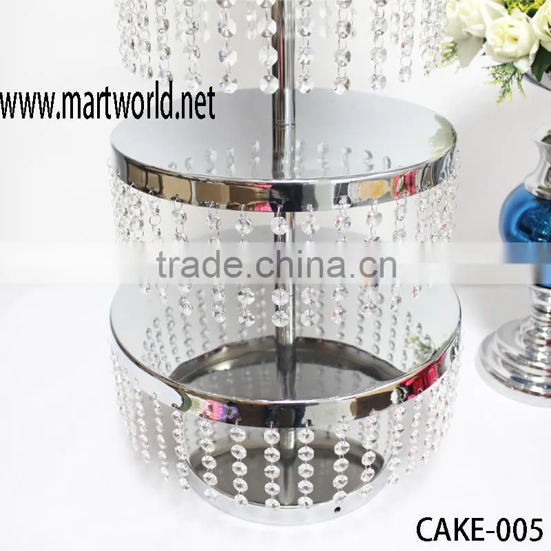 5-tier luxurious crystal cake stand;Wedding cake stand with acrylic crystal hanging beads(cake-005)