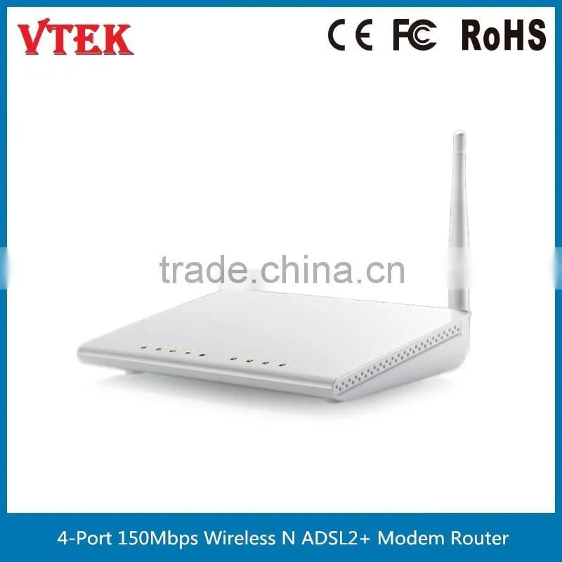 4-Port 150Mbps Wireless N ADSL2/2+ Modem Router with External Antenna