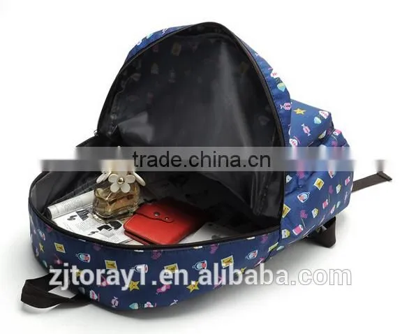 Cute Printed Foldable School Bag Polyester School Back Pack