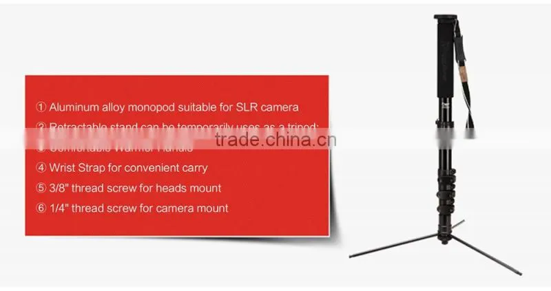 Kingjoy Qualified Aluminum Flip Lock 3 feets Versatile Professional Monopod MP408FL
