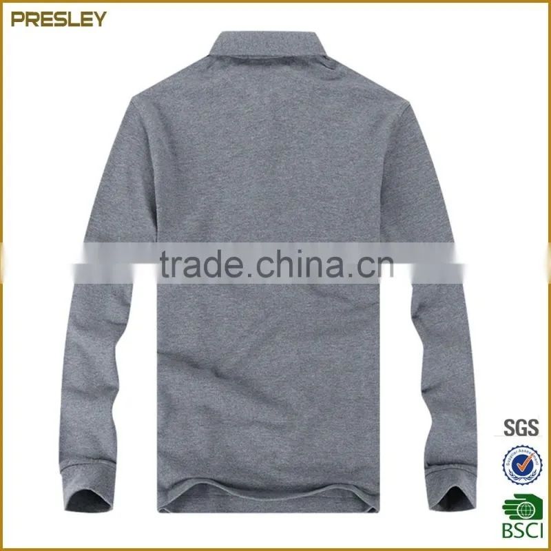 high quality gray long sleeve slim polo t-shirt