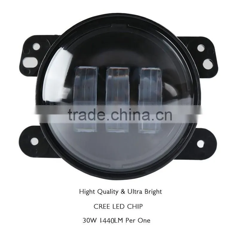 4 Inch 30w Led Fog Light for Jeep Tractor Boat Auto Led Headlight Driving Offroad Lamp Led Fog Lamps Bulb