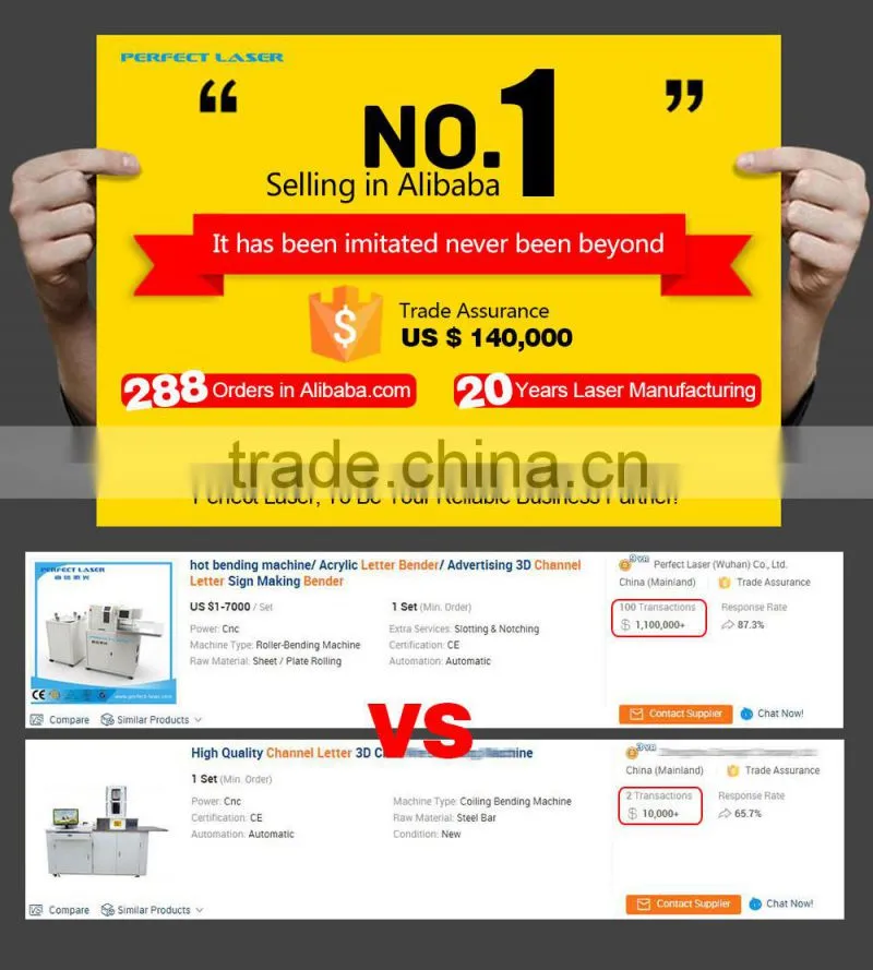 China stainless steel CNC bending aluminum channel machine