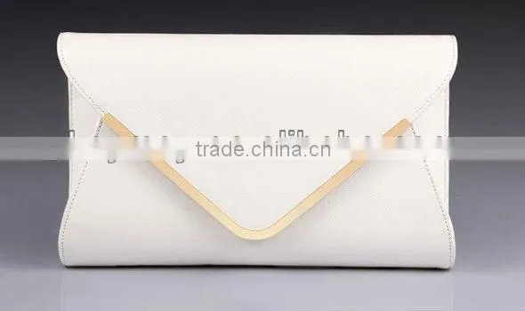 Stylish Blue Brand Plain PU Leather Envelope Clutch
