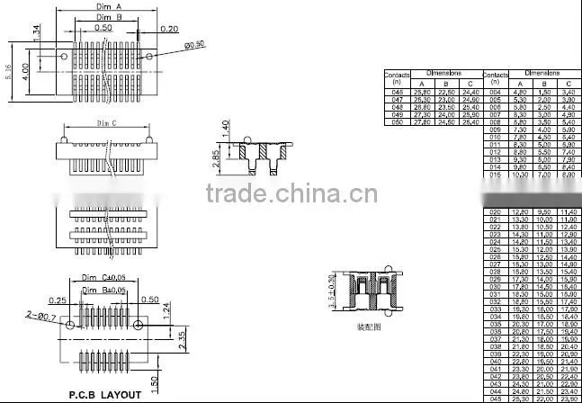 Pitch:0.5mm board to board connector male LCP material Gold Flash