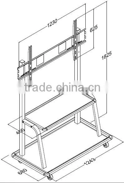 Vertical rotation movable TV Cart tv mounting bracket