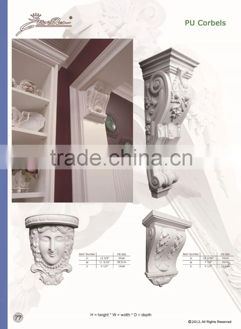 2015 High Quality Good price beautiful new modern luxury pu cornice Ceiling domes