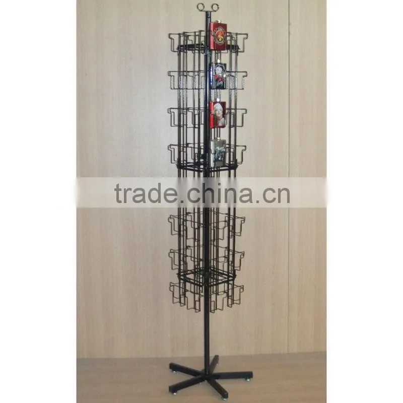 64 pockets floor spinning card display fixture with CE certificate