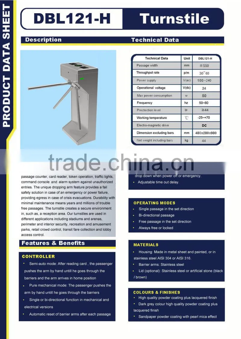 rfid access control tripod turnstile gate