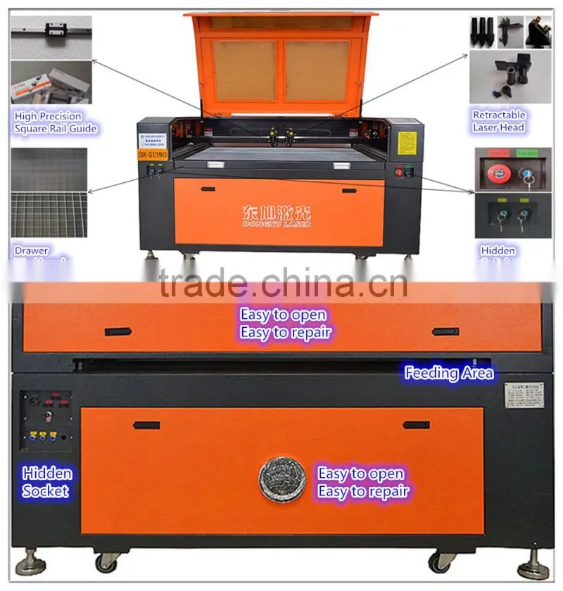 1300*900mm standard configuration double heads laser cutting machine for mdf