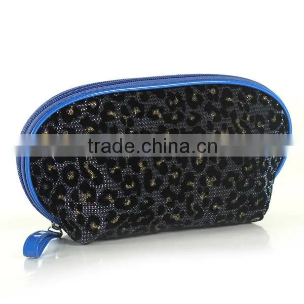 polyester glitter zipper piping cosmetic bag