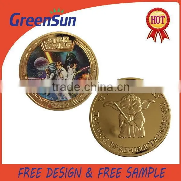 Lasest design Custom Production gold plating copper coin