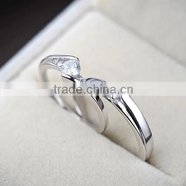 Factory Wholesale S925 Silver AAA cubic zircon Couple rings opening shape fashion gift