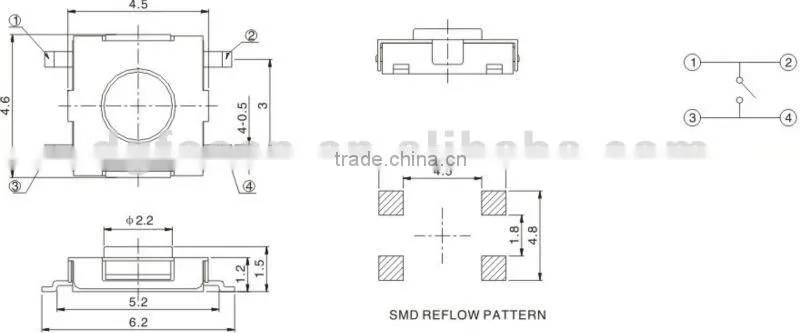 12V 4 pins mini micro switch SGS TS-1804