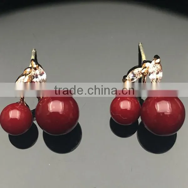925 silver needle cherry flower bow shaped small size earrings