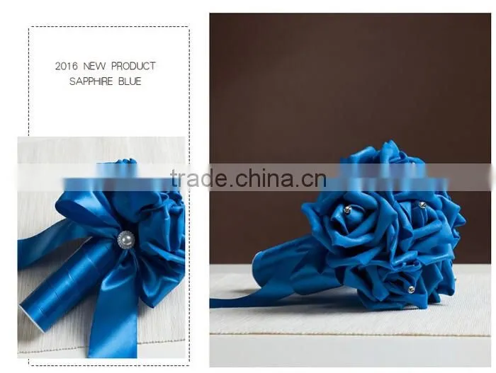 Crystal Pearls Posy Bridal Brooch Wedding Bouquet Silk Rose Handmade Flowers