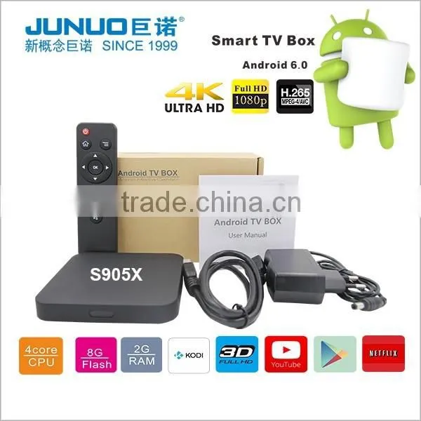 2016 Newest Amlogic S905X Android TV BOX with Android 6.0 marshmallow ott tv box