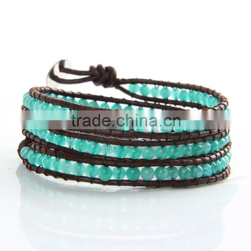 4 mm natural sea sapphire bracelet female authentic 4 layer 4 circle crystal series To help communication