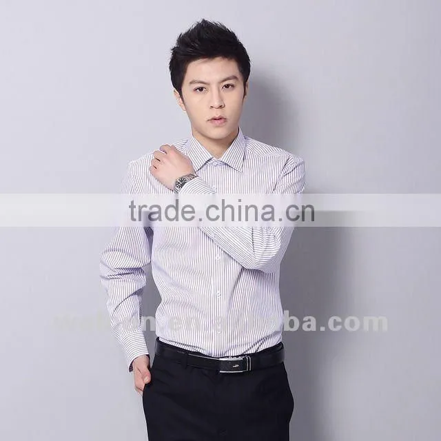 classic long sleeve latest brand design pink stripe slim fit 100% cotton business formal men dress shirt