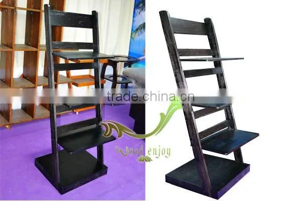 2016 Good Quality Pine Wood Trolley Cart Black Wooden Salon Trolley Salon Trolly
