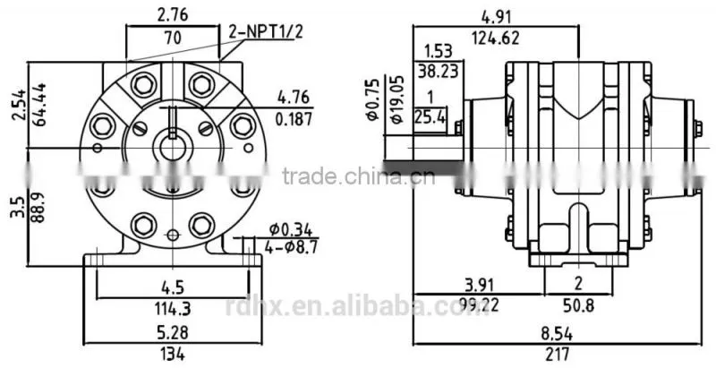 HX8AM-H 5.25hp Foot Mounting Pneumatic Motor,Rotary Vane Pneumatic Motor