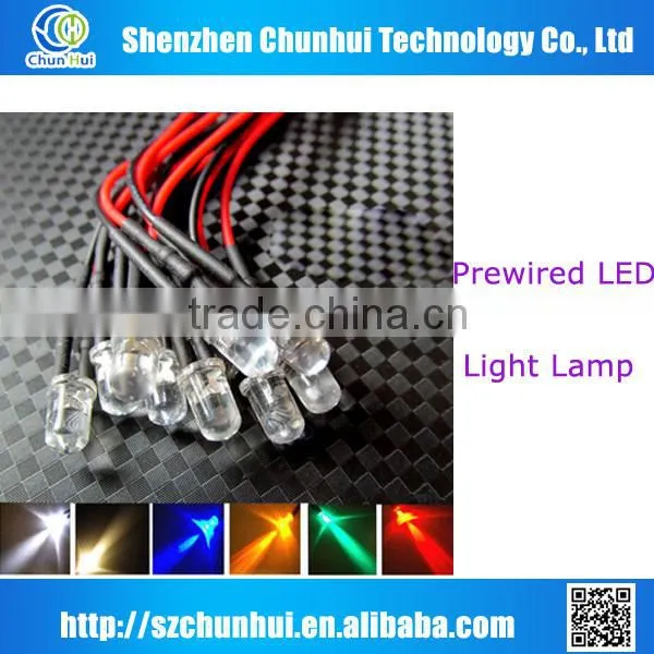 hot sales Red PREWIRED 12V diode 5mm prewired