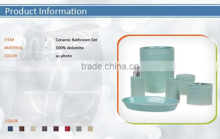 Solid Embossed Ceramic Bathroom Accessory Set