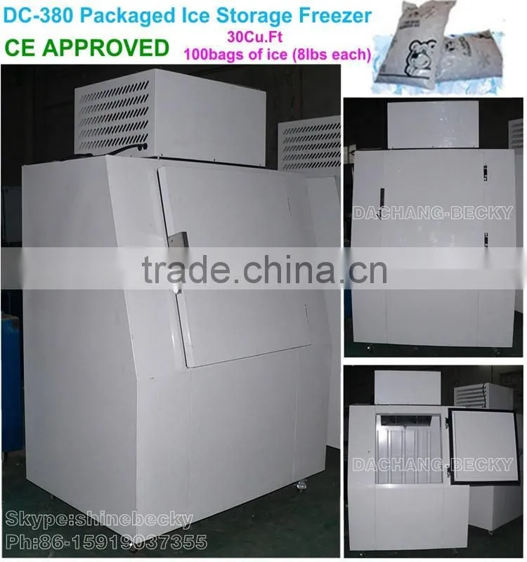 DC-380 packaged ice storage freezer with slant door
