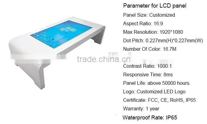 46inch touchscreen information table kiosk with windows OS