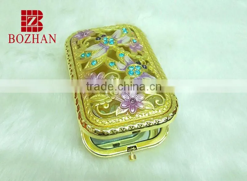 Antique gold cosmetic mirror/promotional gift pocket mirror/gold makeup mirror