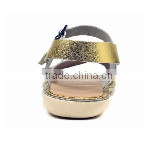 Wholesale LY-057 Gold Shining Patent Girls Open Toe Leather Sandals