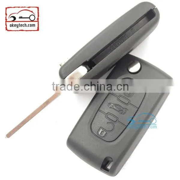 High Quatity Citroen romote flip key shell 3 button VA2 blank with battery place 0536 Citroen key cover