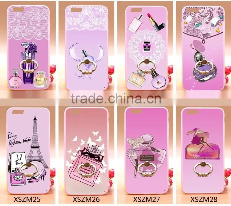 Hot Selling Perfume TPU+PC 2-in-1 Hybrid Pattern Phone Cases With Ring Bracket For iPhone 6s Plus