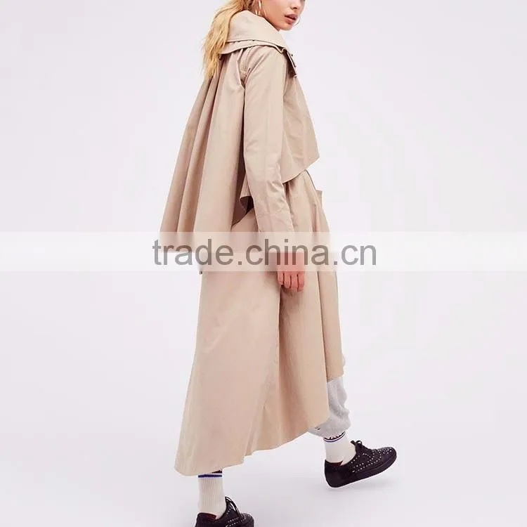 Fashion clothing cream color wind breaker stylish trench coat for lady