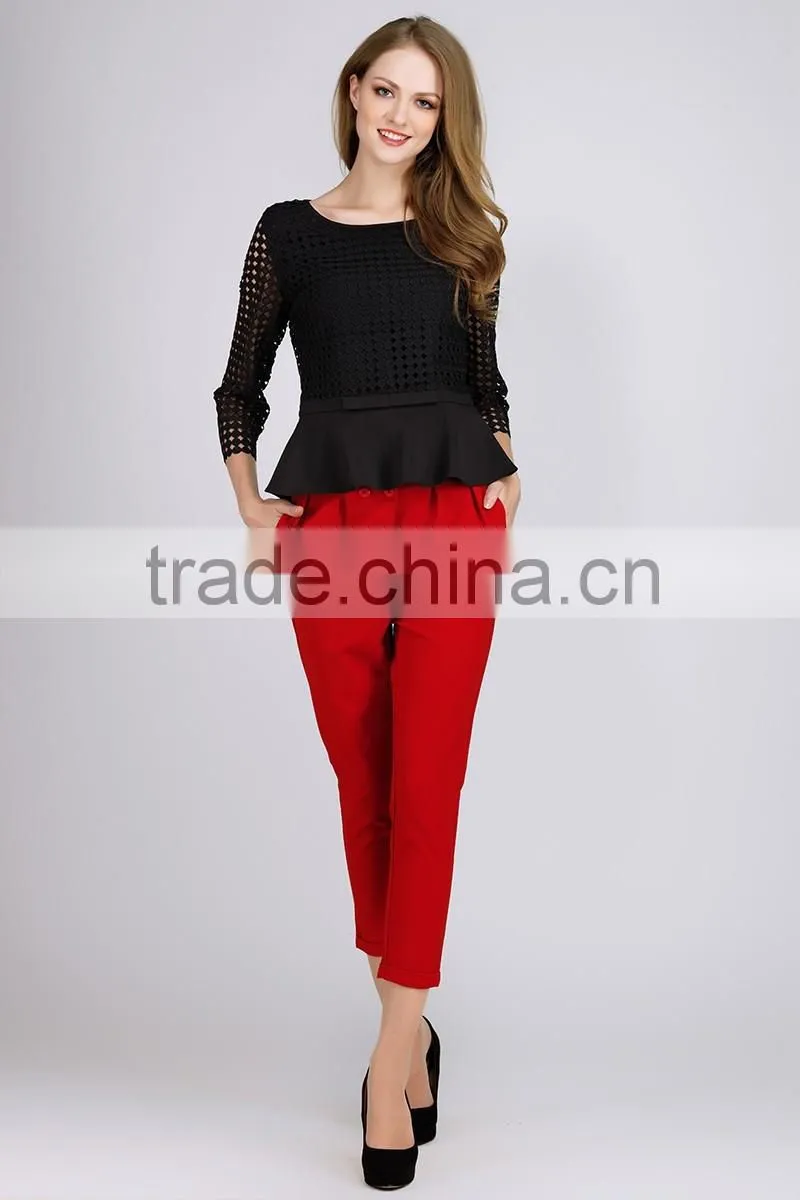 PRETTY STEPS 2016 hot sexy design fashion womans tight long sleeve twill mesh blouse black