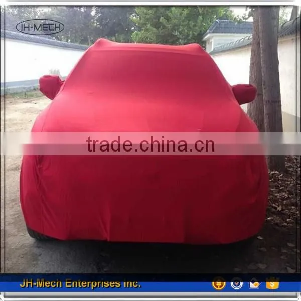 Well fitted spandex dust proof indoor car covers in red color