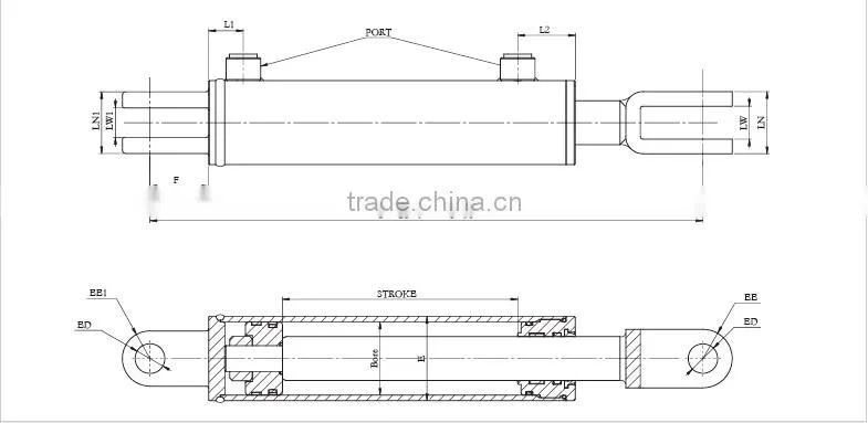 3000PSI welded heavy duty hydraulic cylinder for tractor loader