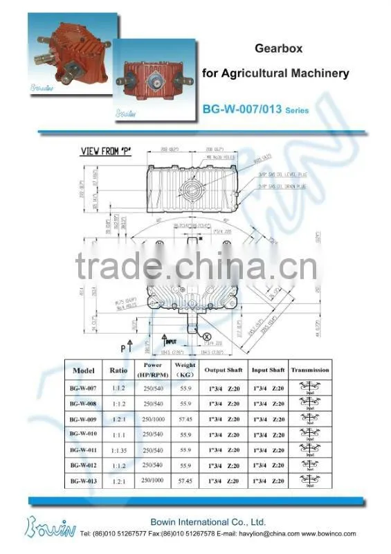 Gearbox for rotary cutter