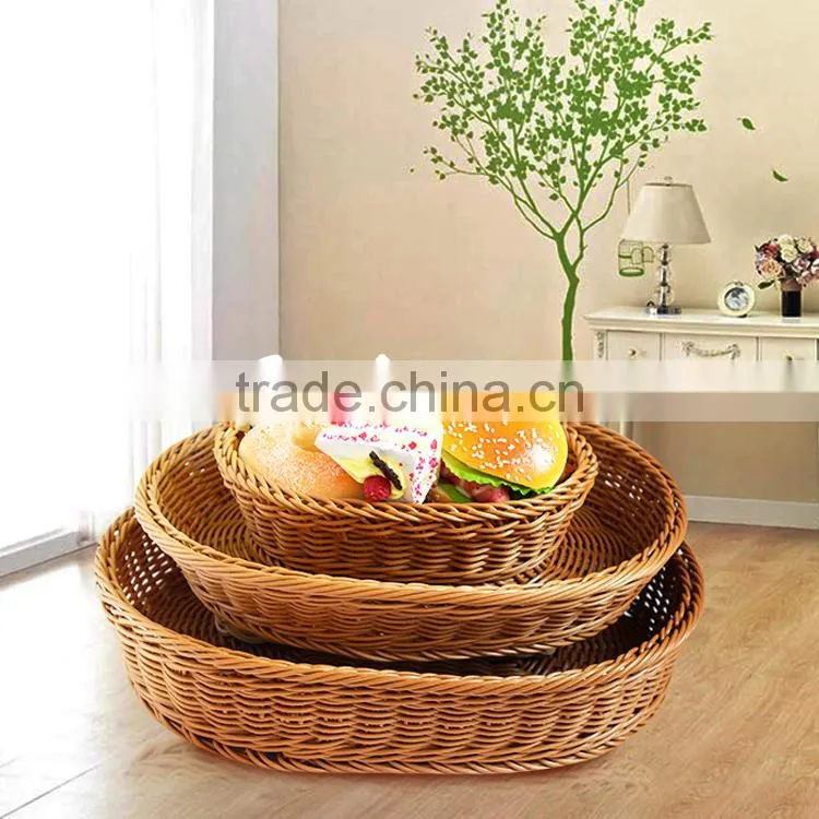 Factory price empty picnic basket small rattan woven for fruit or bread