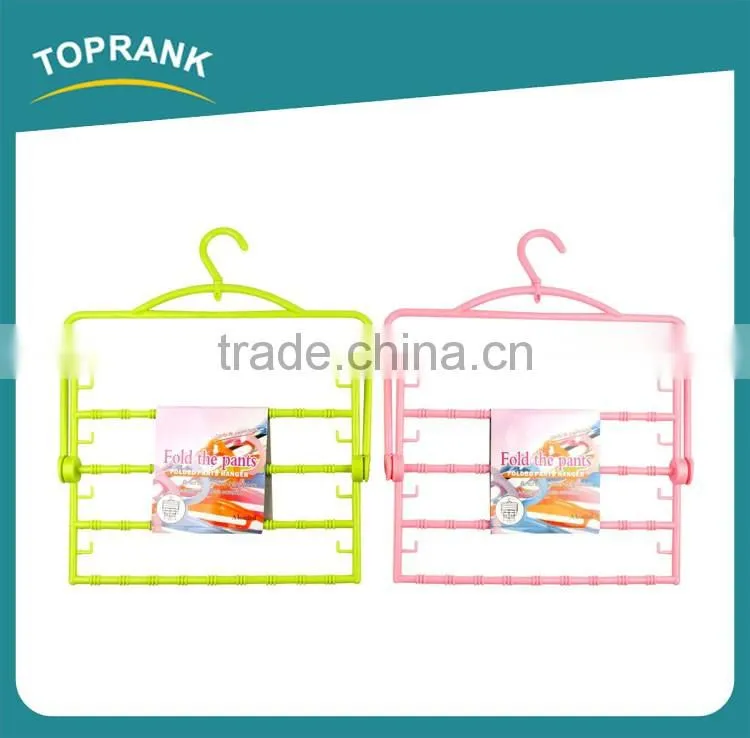 Cheap Hot Selling Four Layers Adjustable Plastic Foldable Trouser Hanger Plastic Pant Hanger