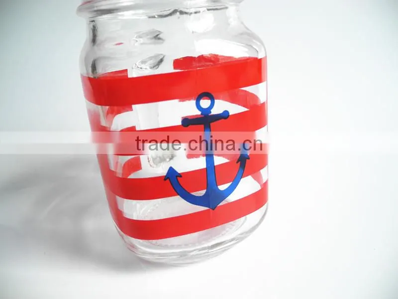 16oz handle decorative glass mason juice jar with plastic pig screw lid