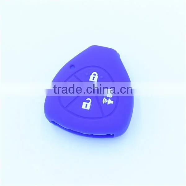 Triangle shaped Silicone car key shell with led light hole. fob key case for toyota 4 buttons