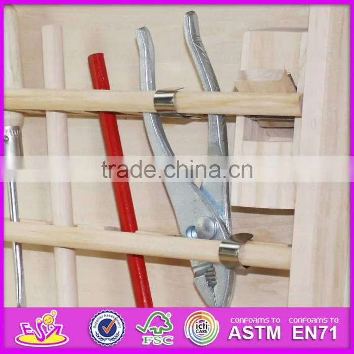 2015 Stock interesting kid wooden tool box toy,Funny play wooden toy tool box toy,Best sale wooden Workbench Tool Toy W03D021-A1
