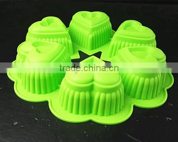 11052 Six Holes Heart Shaped Cake Mould Silicone Mould