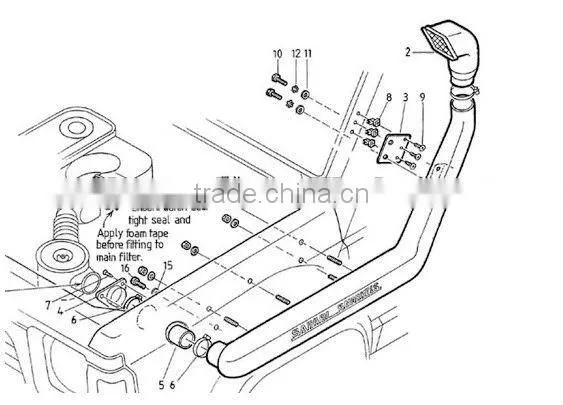 4x4 snorkel for D22, D40,Y60,Y61A car snorkel kit
