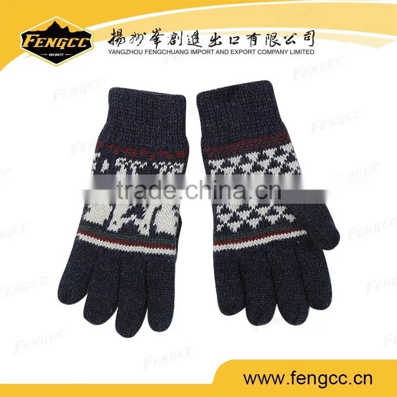100% acrylic knitted winter gloves/jacqurad knitted gloves