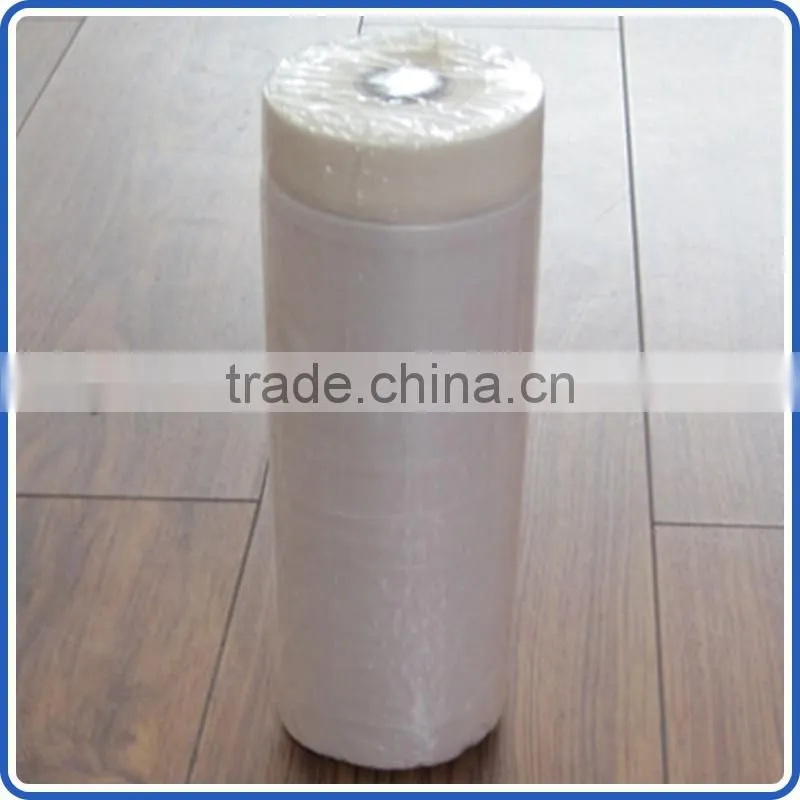 taped folded hand masking film covering