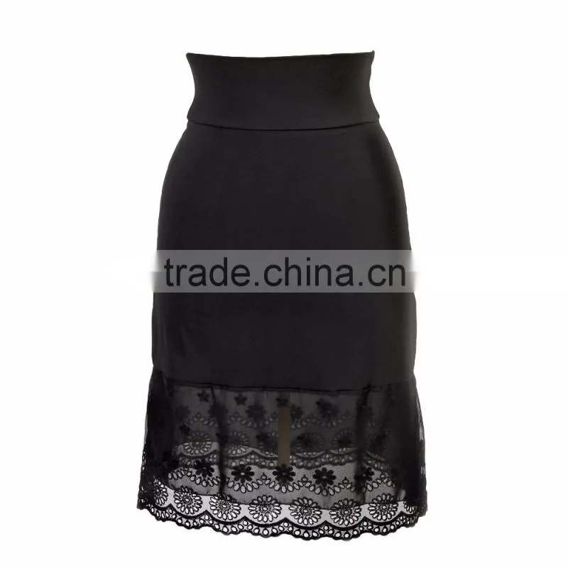 Wide Foldable Waistband Poly/spandex A Line Skirts 4 Wearing Ways Lace Trim Embroidered Skirt Extender